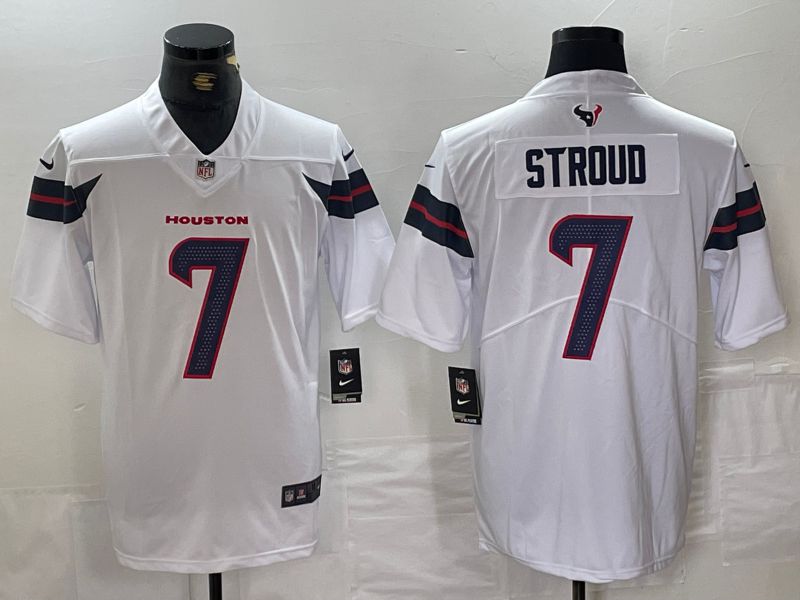 Men Houston Texans #7 Stroud White Second generations 2025 Nike Limited NFL Jersey style 1